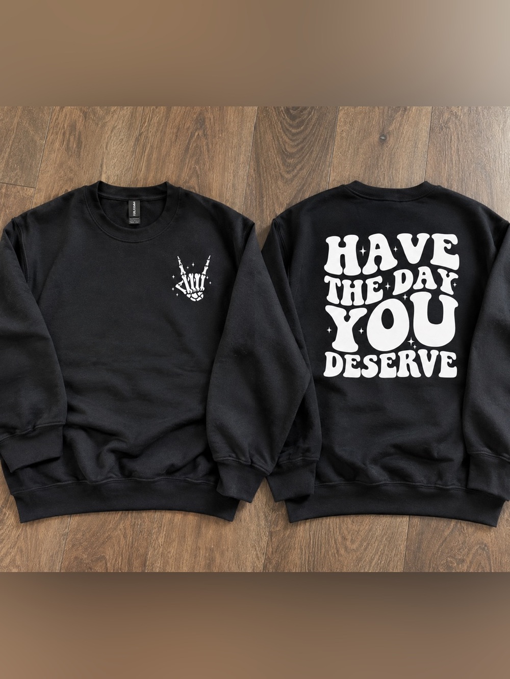 Black Graphic Crewneck Sweatshirt - Bold Back Print